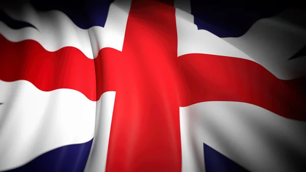 3D-rendering, golvende vlag van Groot-Brittannië, close-up, achtergrond — Stockfoto