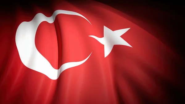 3 d レンダリング、トルコ、クローズ アップ背景の波状の旗 — ストック写真