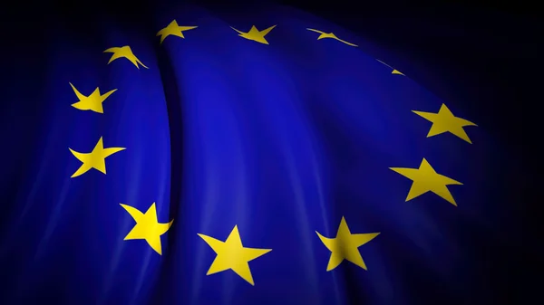 3D-Darstellung von wellenförmiger EU-Flagge, Nahaufnahme Hintergrund — Stockfoto