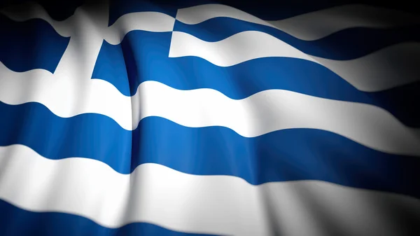 Rendu 3D, drapeau ondulé Grèce, arrière-plan rapproché — Photo