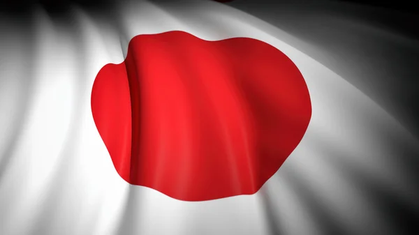 Representación 3D, bandera ondulada de Japón, primer plano —  Fotos de Stock