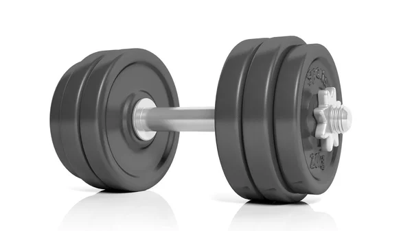 3D rendering of adjustable black metallic dumbbell, isolated on white background. — Stock Photo, Image