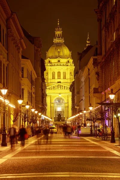 St. Stephen's Basilica night view, Budapest Hungary. — Stock Photo, Image