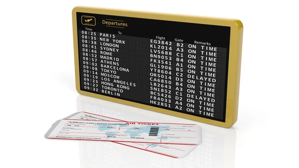 Timetable and airplane tickets — Stock Photo, Image