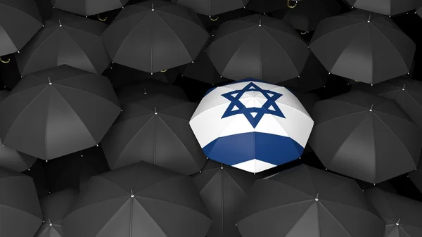 Bandera judía sobre sombrillas negras —  Fotos de Stock