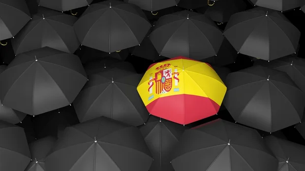 Kleurrijke paraplu met de vlag van het land boven zwart — Stockfoto