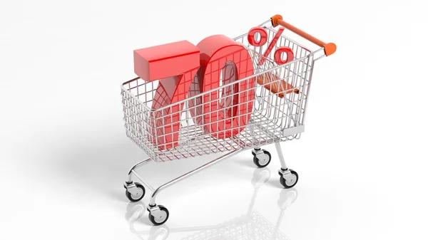 70 percent sale discount in trolley — Stock Photo, Image