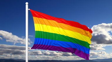 3d render gökkuşağı renkleri bayrak sallayarak