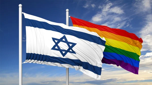 3d rendering bandiera gay con Israele bandiera — Foto Stock