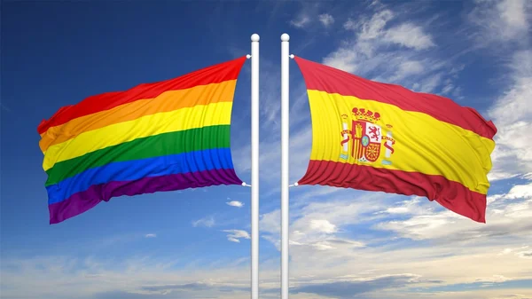 3D rendering homo vlag met de vlag van Spanje — Stockfoto