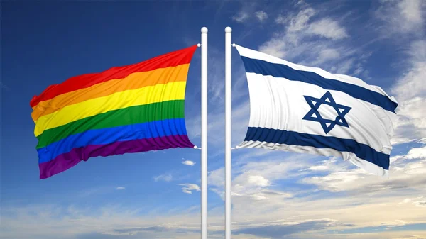 3d renderizado bandera gay con bandera de Israel —  Fotos de Stock