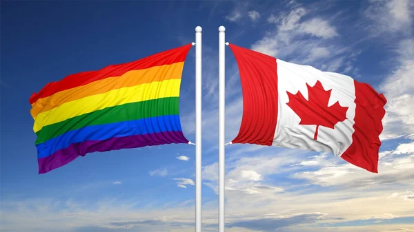 3d renderizado bandera gay con bandera de Canadá —  Fotos de Stock