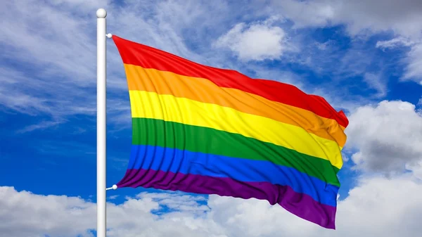 3d rendering waving flag in rainbow colors — Stock Photo, Image