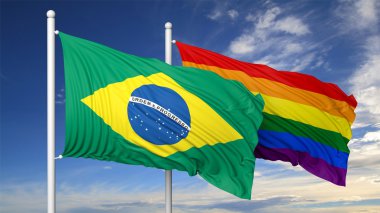 3D render gay bayrak Brezilya bayrağı ile