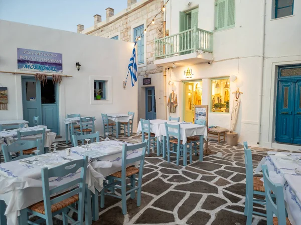 Small Greek Tavern Naoussa Bay Island Paros Greece May 2021 — ストック写真