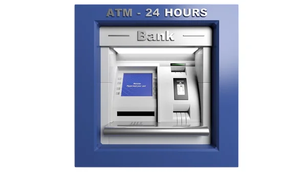 Atm máquina aislada sobre fondo blanco — Foto de Stock