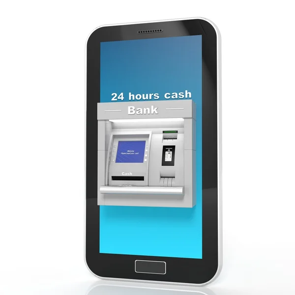 Atm machine display on smartphone isolated on white — Stock Photo, Image