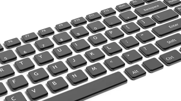 Schwarze Tastatur Tasten Nahaufnahme isoliert auf weiß — Stockfoto