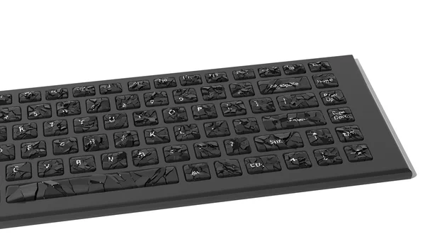 黒の壊れたキーボードをクラックに孤立した白い背景 — ストック写真