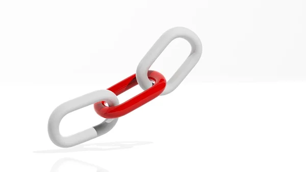 Łańcuch biały czerwony link na białym tle — Zdjęcie stockowe