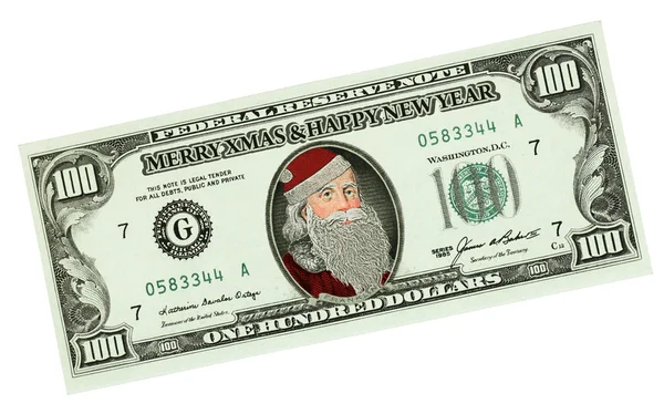 Bank note with Santa Claus portrait isolated on white — Stock Photo, Image