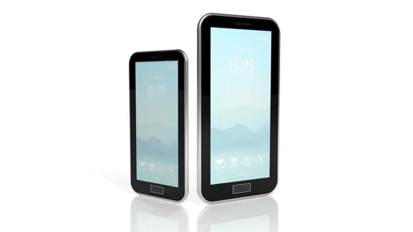 Smartphone e tablet isolado em fundo branco — Fotografia de Stock
