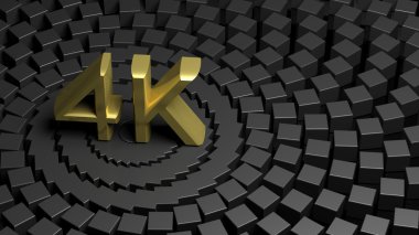 Koyu arka plan üzerinde altın 4k sembolü