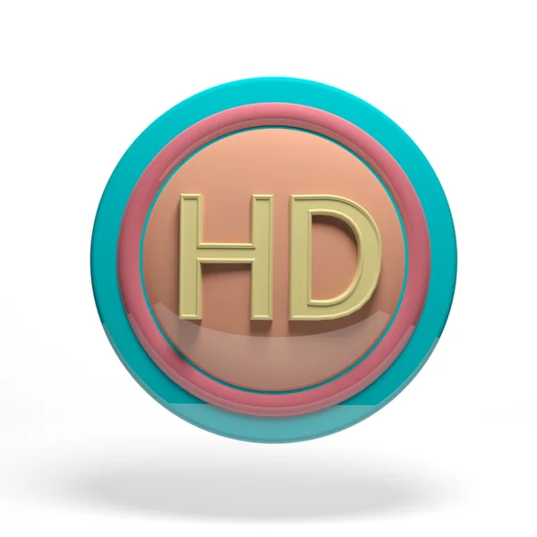 Bouton rond de couleur pastel avec symbole HD isolé — Photo