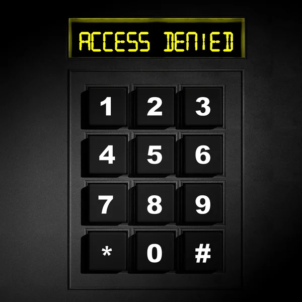 Dial numérico negro de seguridad con pantalla "Acceso denegado" — Foto de Stock