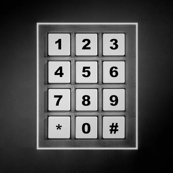 Security white numeric pad with black digits — Stock Photo, Image