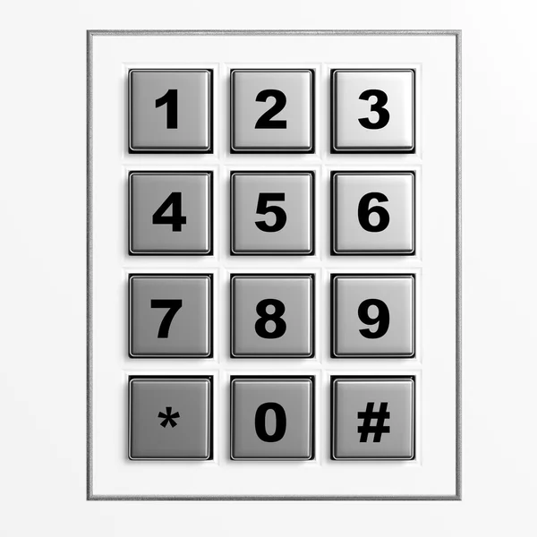 Security silver numeric pad isolated on white background — Stock Photo, Image