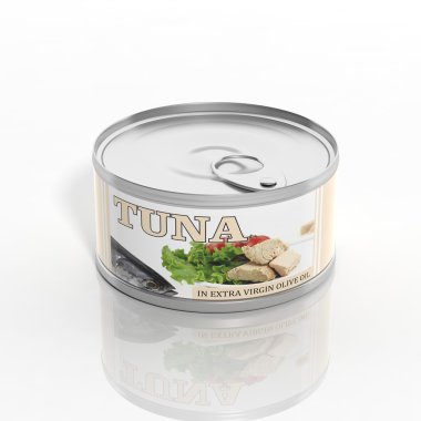 3D tuna metalik izole üzerinde beyaz olabilir
