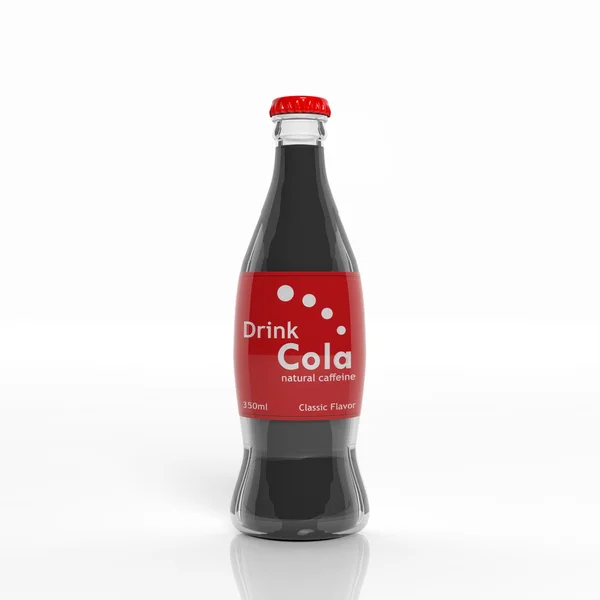 Bottiglia trasparente 3D cola isolata su bianco — Foto Stock