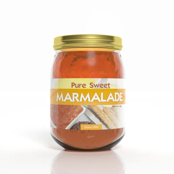 3D marmalade glass jar isolated on white — Stock Photo, Image