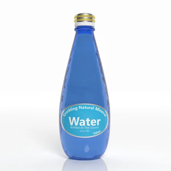 3D-sprankelende water fles geïsoleerd op wit — Stockfoto