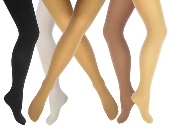 Nogi kobiet w różnych rajstopy — Zdjęcie stockowe
