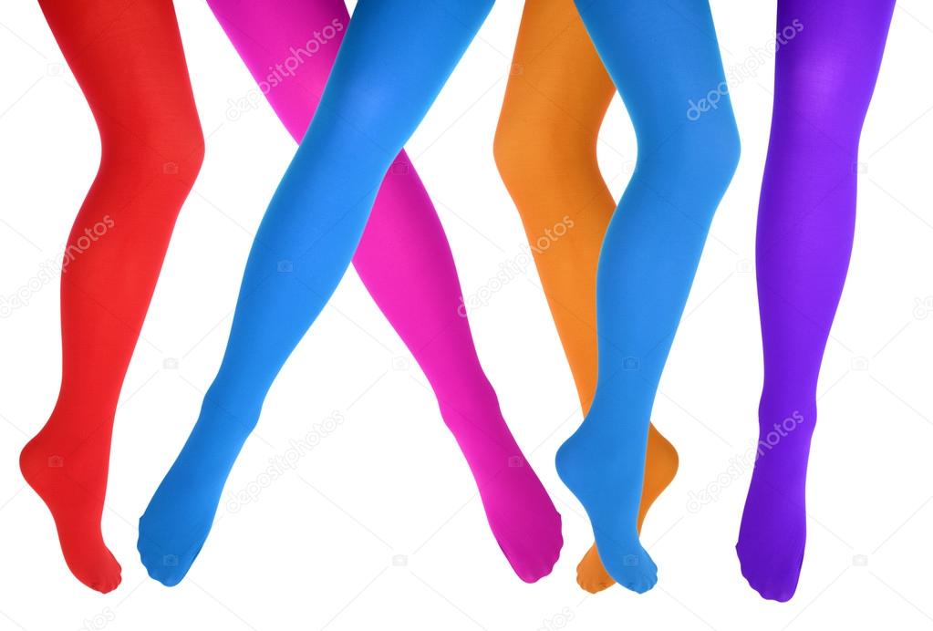 Women's legs in colorful tights