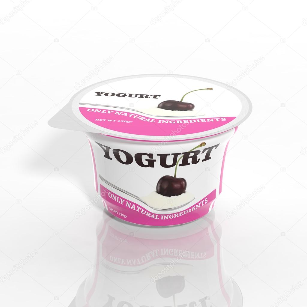 3D yogurt plastic container isolated on white Stock Photo by ©viperagp