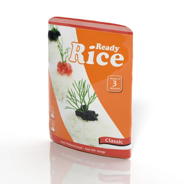 Pacchetto di riso 3D isolato su bianco — Foto Stock