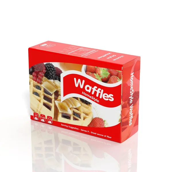 Pacote de papel Waffles 3D isolado em branco — Fotografia de Stock