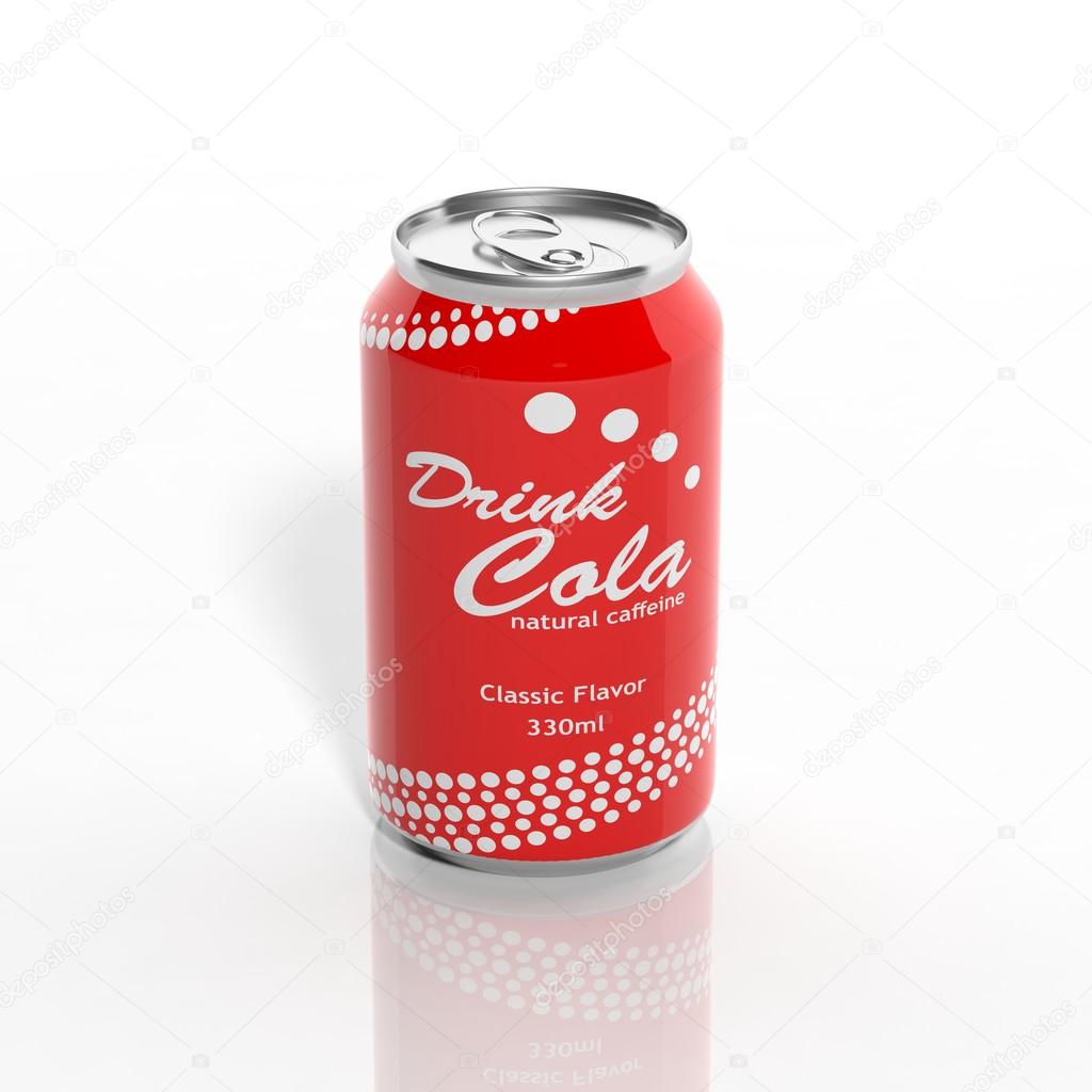 3D Cola Drink can isolated on white