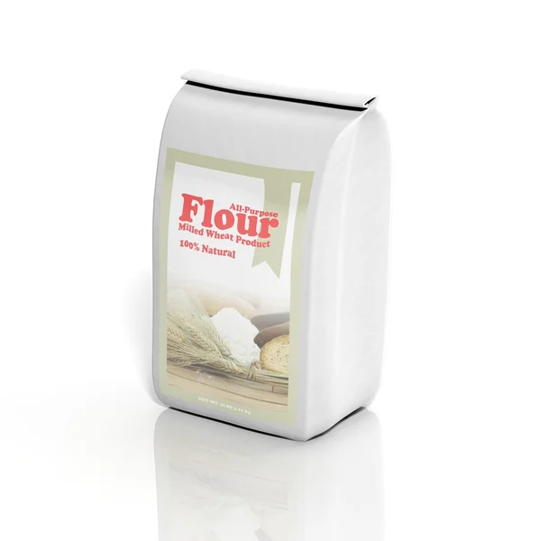 3D All-Purpose Flour sack isolated on white — Stock Photo, Image