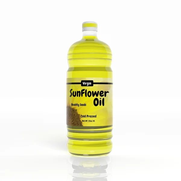 3D láhev slunečnicového oleje, izolované na bílém — Stock fotografie