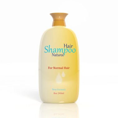 Beyaz arka plan üzerinde izole 3d saç şampuanı plastik şişe