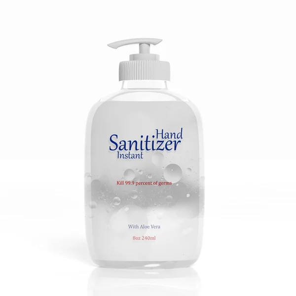 3D Hand Sanitizer pump plastic bottle isolated on white — Stock Photo, Image