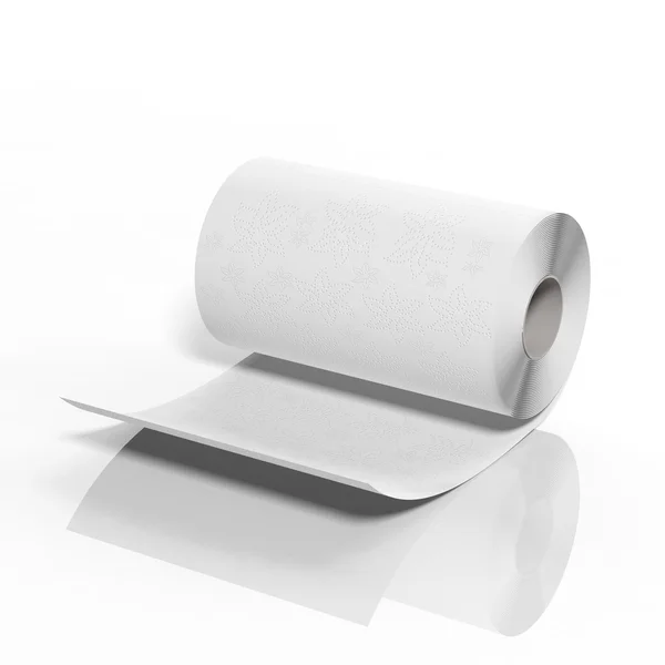 3D papper rulle hushållspapper isolerad på vit bakgrund — Stockfoto