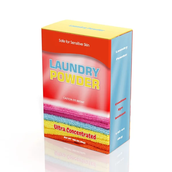 3D Laundry Powder paper box isolated on white — Stock Photo, Image
