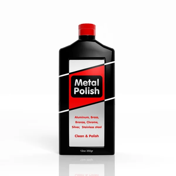 3D Metal Polish plastic bottle isolated on white background — Stock Photo, Image