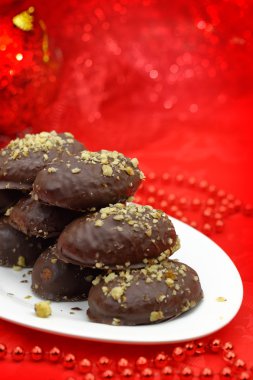 Geleneksel Noel tatlı çikolata ile kaplı