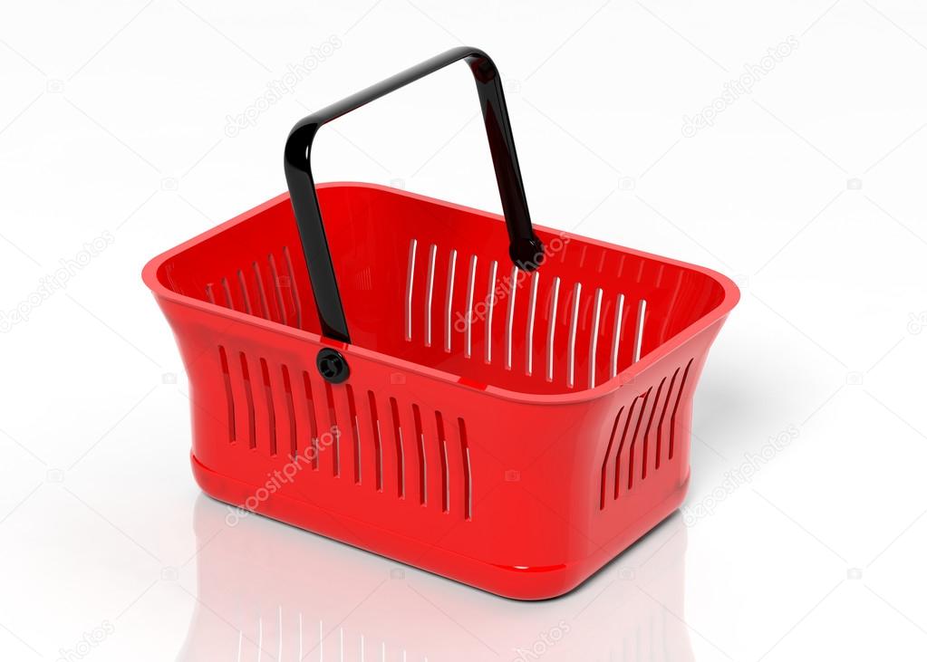 Empty shopping hand basket isolated on white background